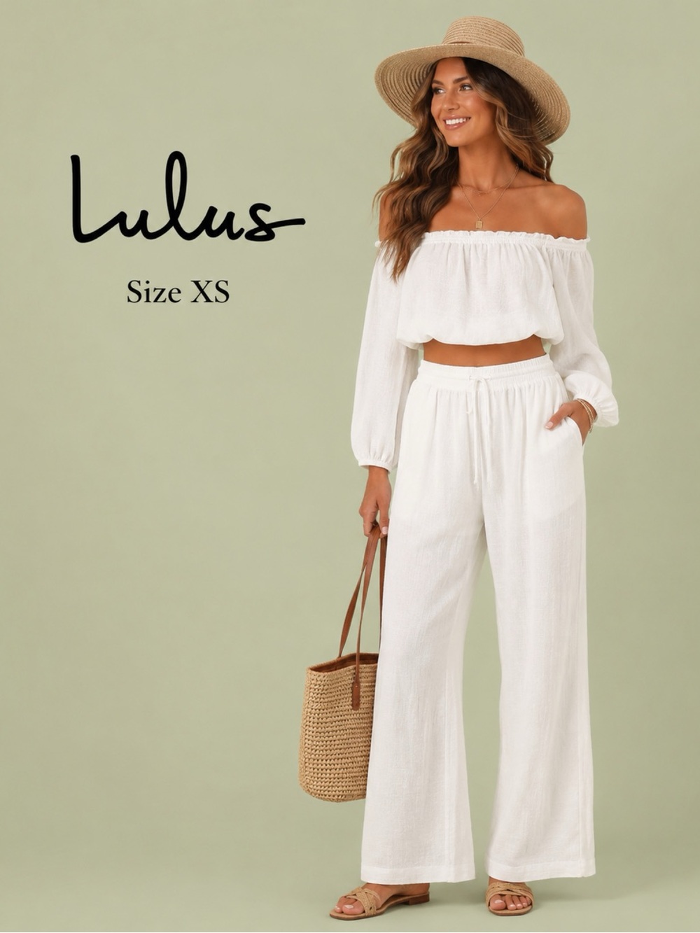 LULUS White Two Piece Gauze Vacay Pant Set